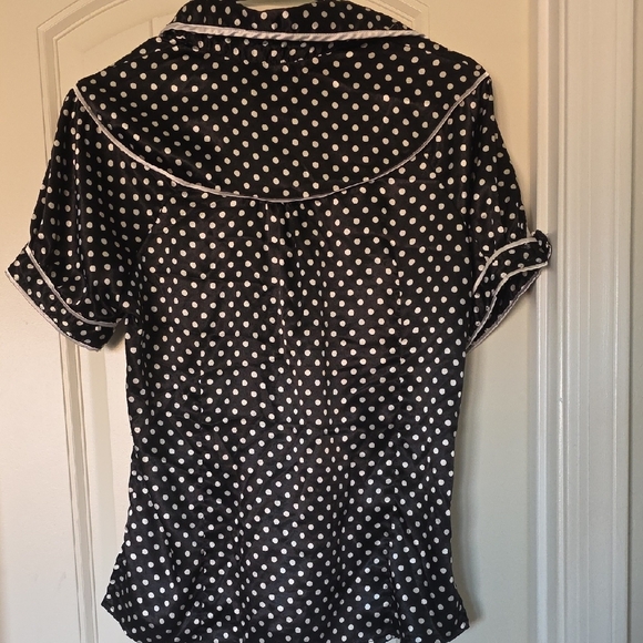 Toi et Moi Black and White Polka Dot Blouse - Picture 6 of 6